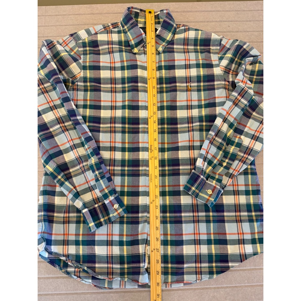 Polo Ralph Lauren Mens Slim Fit Plaid Button Down Shirt Large Blue Green Multi - Picture 7 of 11